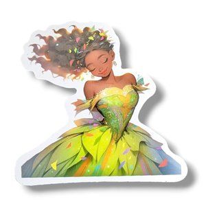 Princess and the Frog Fantasy Princess Vinyl Sticker (ZZ28): Tiana, 2 in.